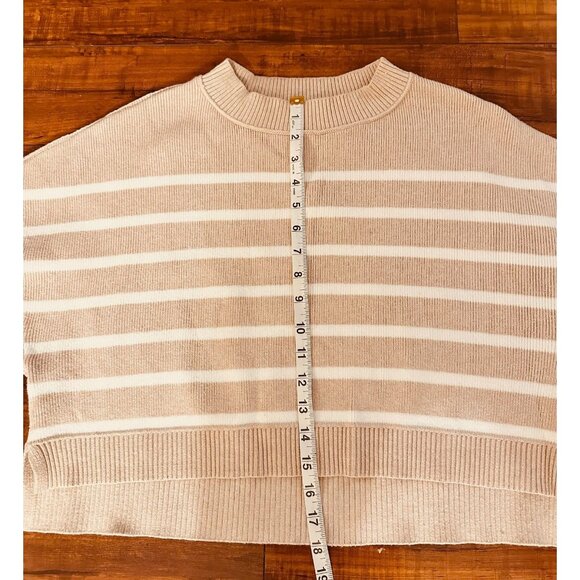 Merokeety Women Striped Tan-White Cropped Effortless Casualwear Belly Sweater M - Picture 8 of 8